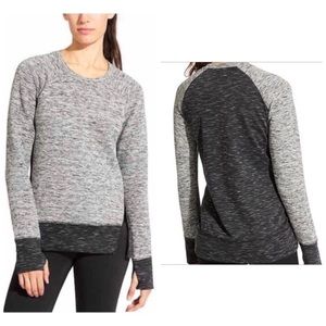 Athleta R&R Gray Black Marled Pullover Sweatshirt